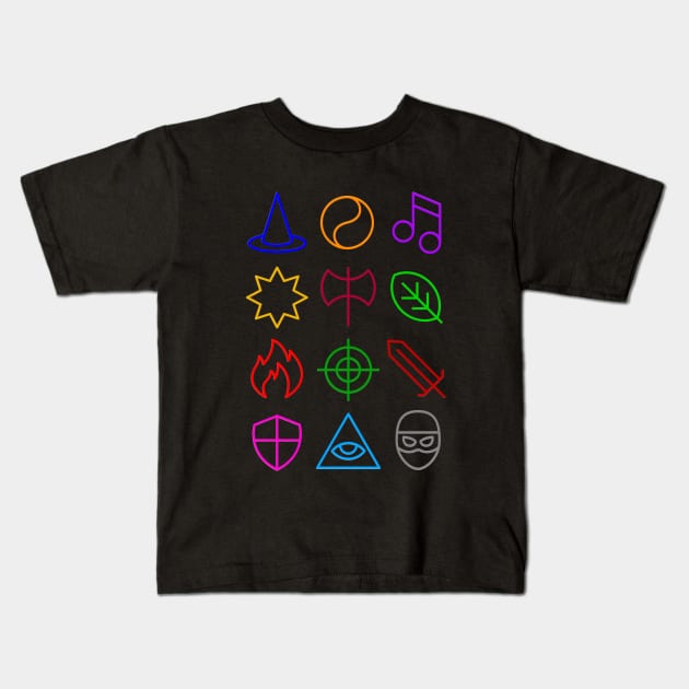 Class - Dungeons & Dragons Line Art Series Kids T-Shirt by dcmjs